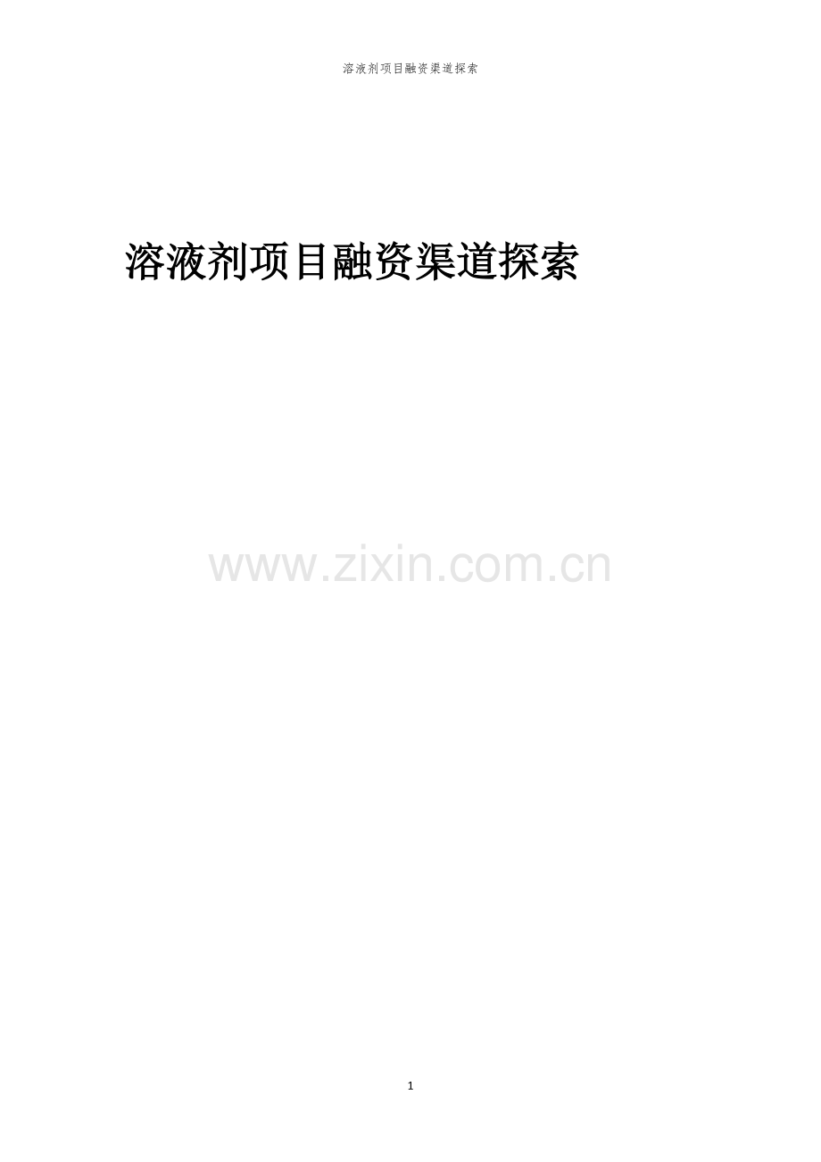 溶液剂项目融资渠道探索.docx_第1页