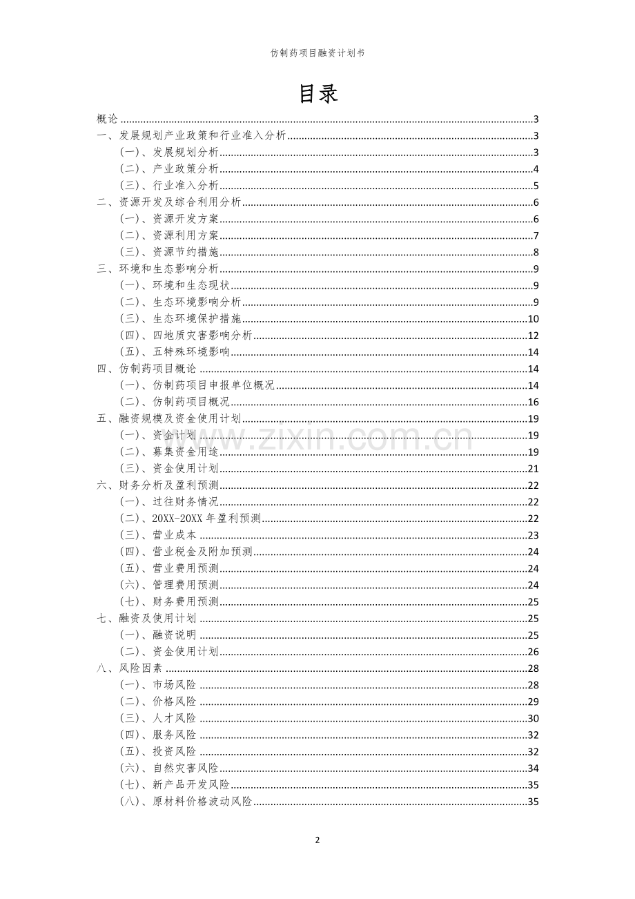 仿制药项目融资计划书.docx_第2页