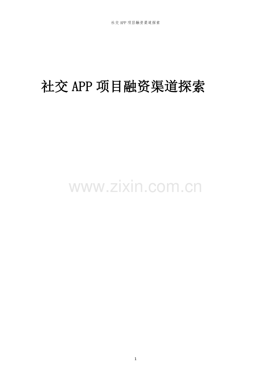 社交APP项目融资渠道探索.docx_第1页