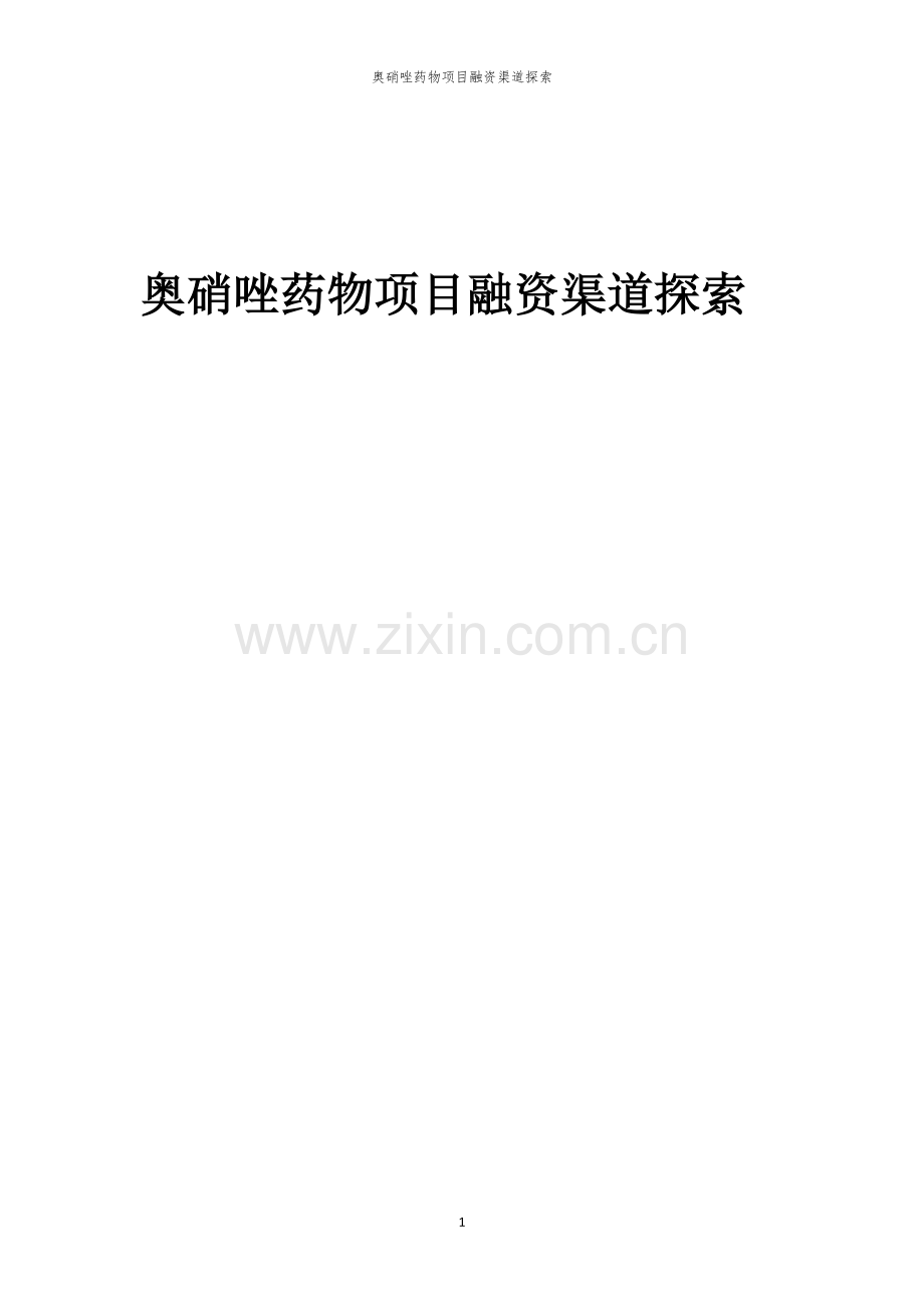 奥硝唑药物项目融资渠道探索.docx_第1页