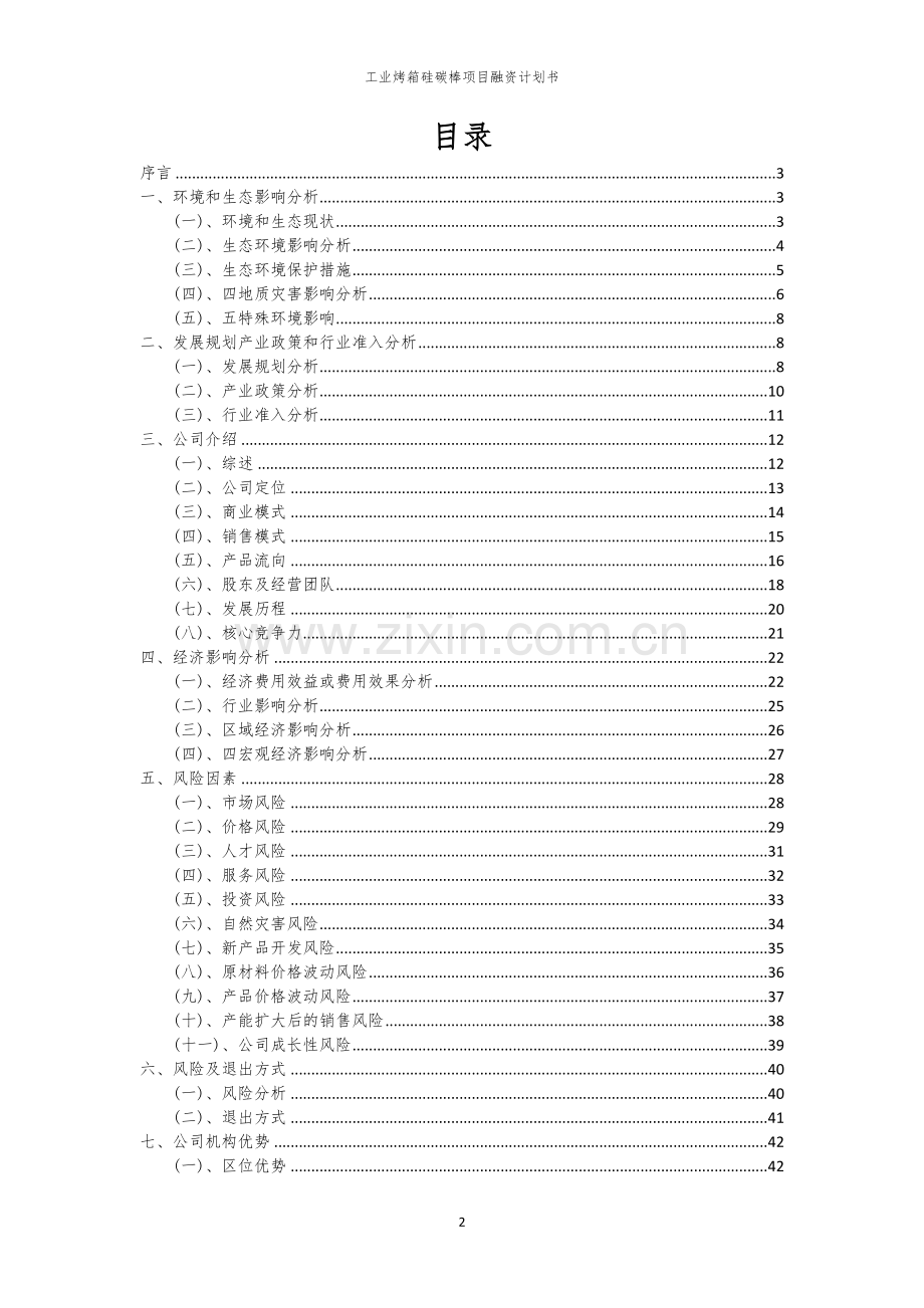 工业烤箱硅碳棒项目融资计划书.docx_第2页