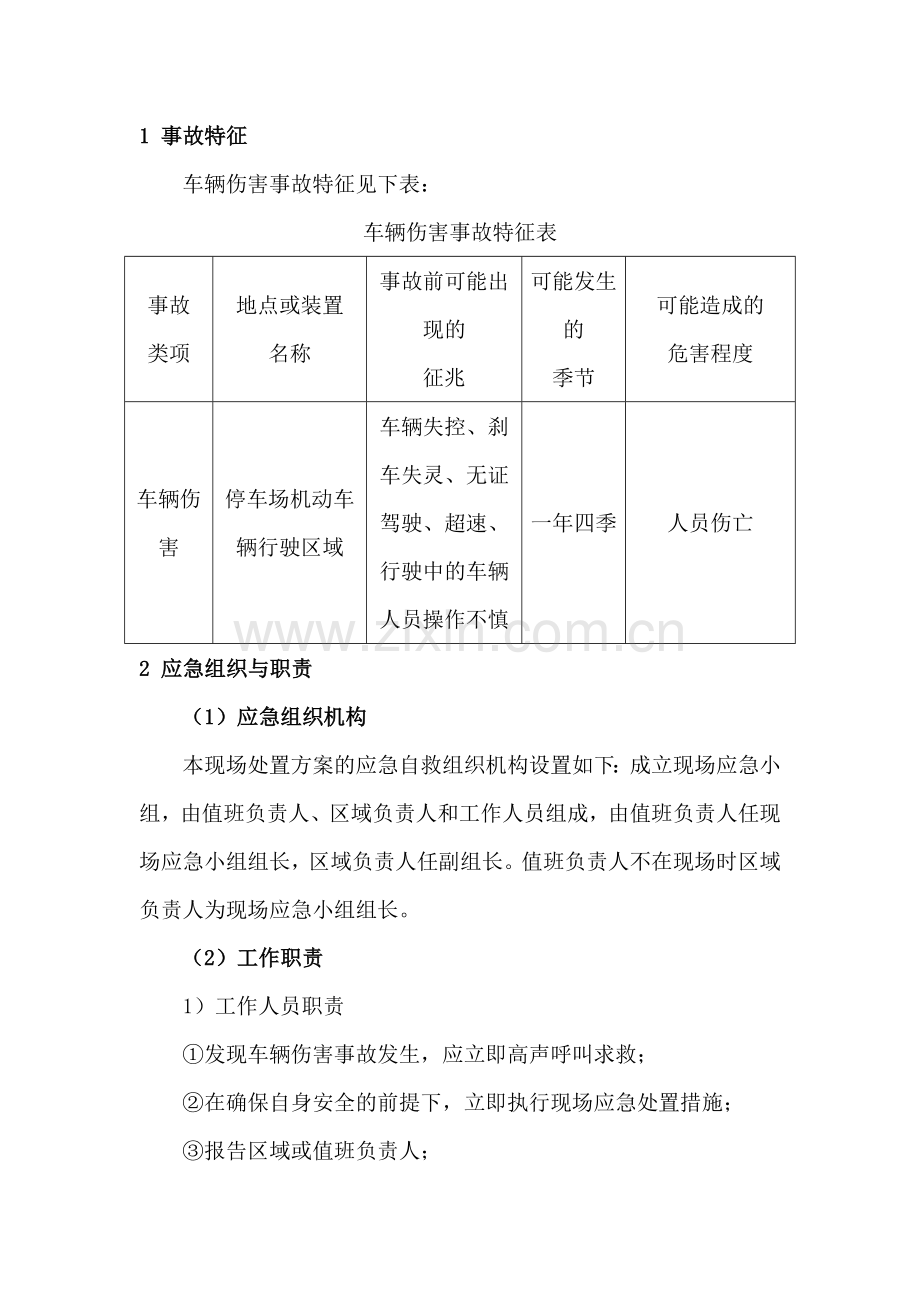 车辆伤害事故现场处置方案.docx_第1页