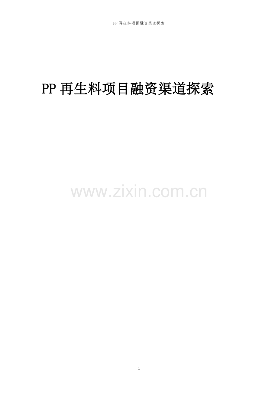 PP再生料项目融资渠道探索.docx_第1页