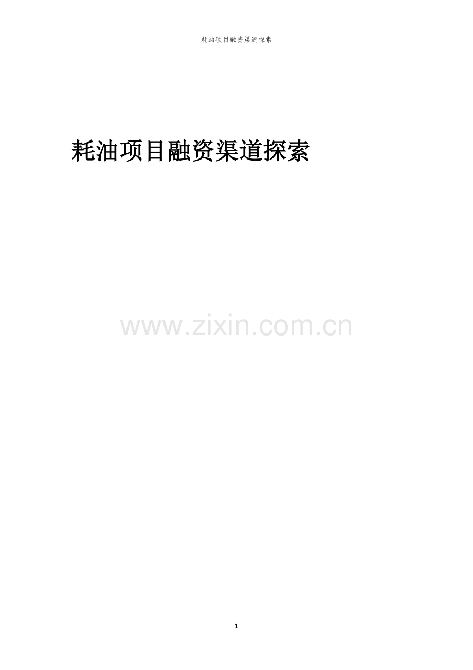 耗油项目融资渠道探索.docx_第1页