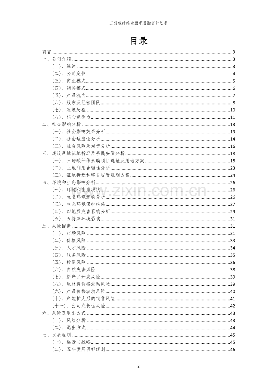 三醋酸纤维素膜项目融资计划书.docx_第2页