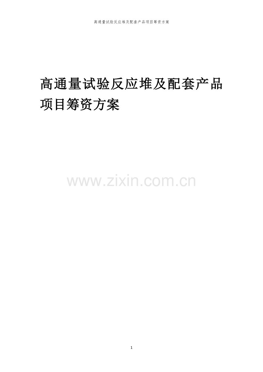 高通量试验反应堆及配套产品项目筹资方案.docx_第1页