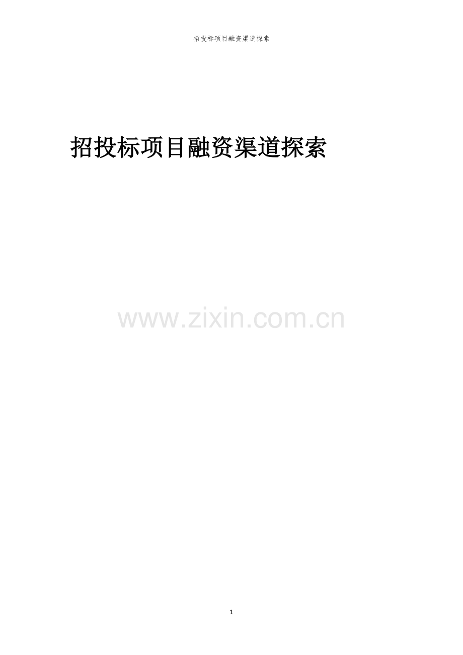 招投标项目融资渠道探索.docx_第1页