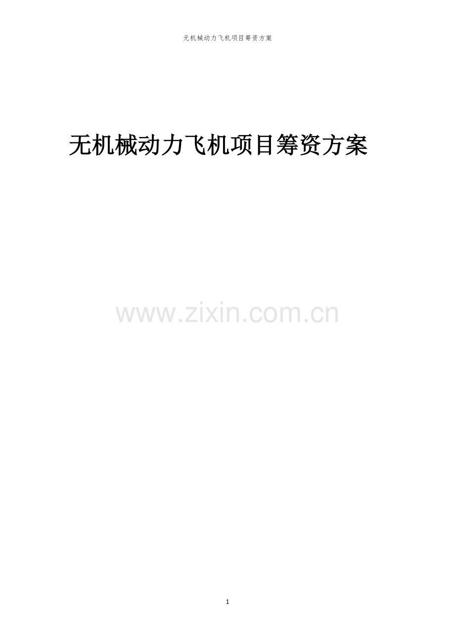 无机械动力飞机项目筹资方案.docx_第1页