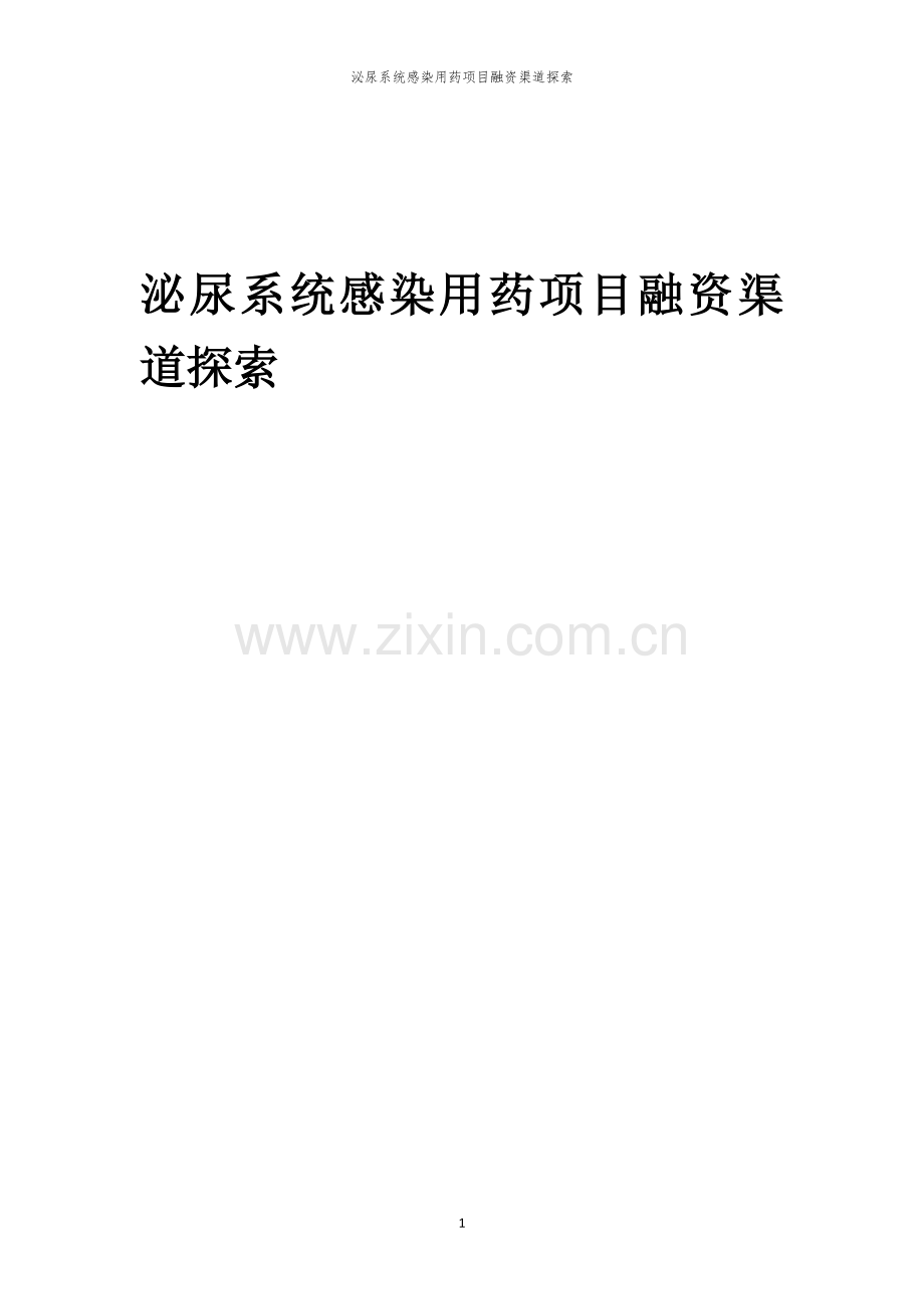 泌尿系统感染用药项目融资渠道探索.docx_第1页