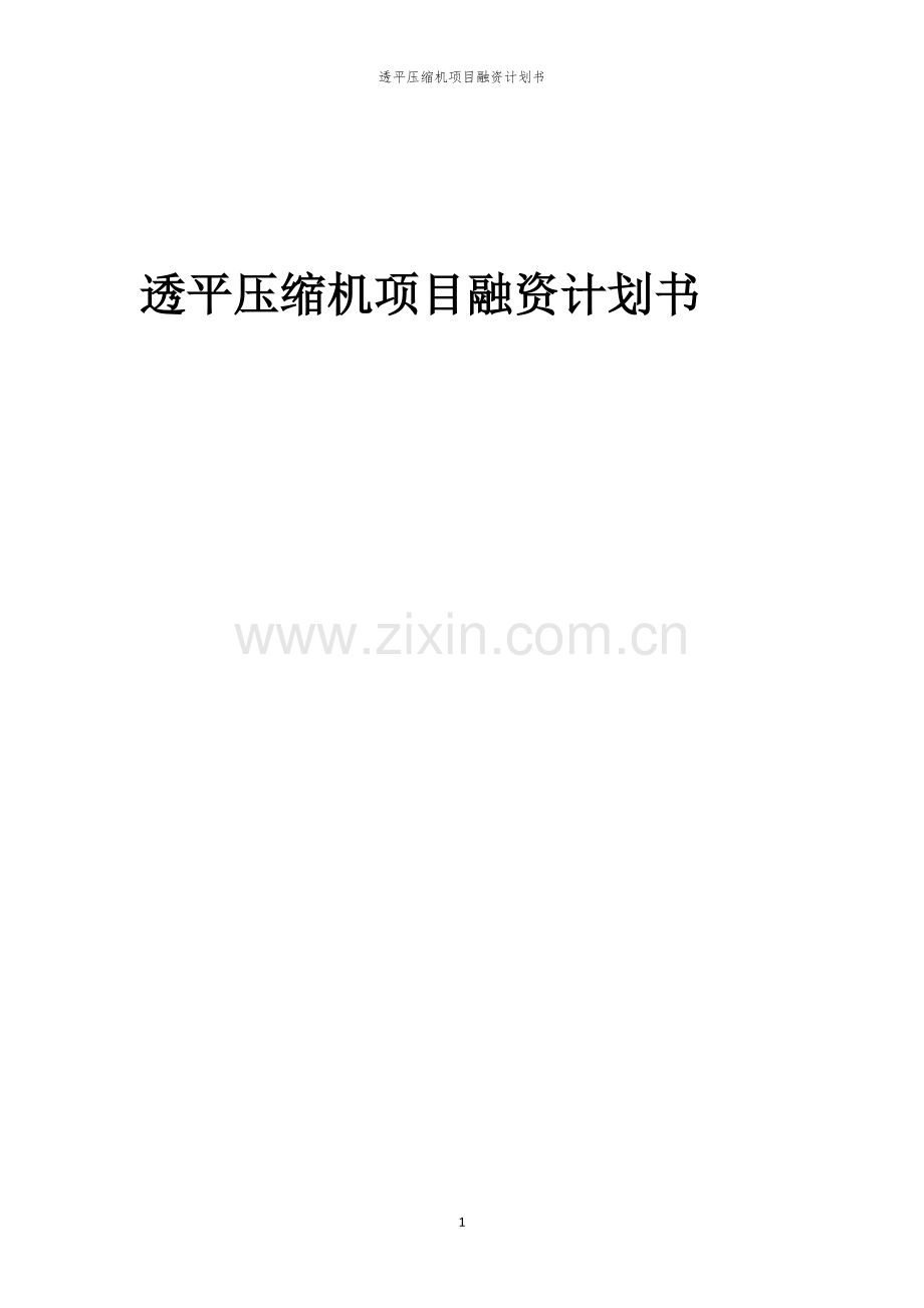 透平压缩机项目融资计划书.docx_第1页