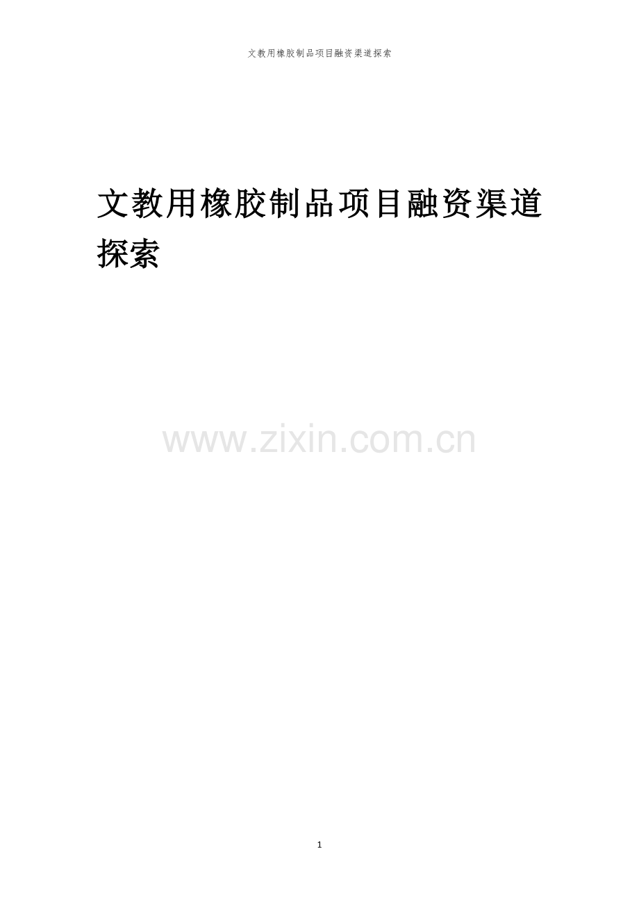 文教用橡胶制品项目融资渠道探索.docx_第1页