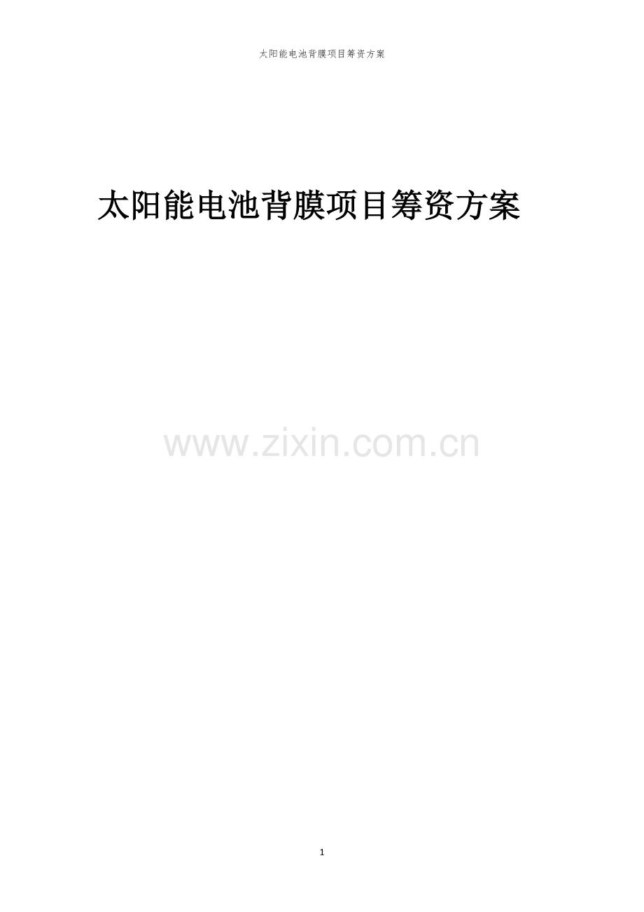 太阳能电池背膜项目筹资方案.docx_第1页