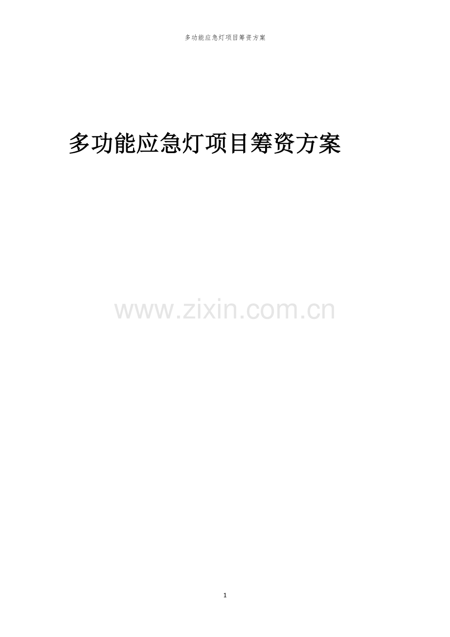多功能应急灯项目筹资方案.docx_第1页