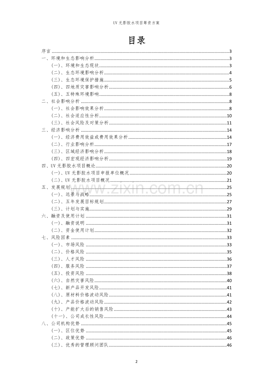 UV无影胶水项目筹资方案.docx_第2页