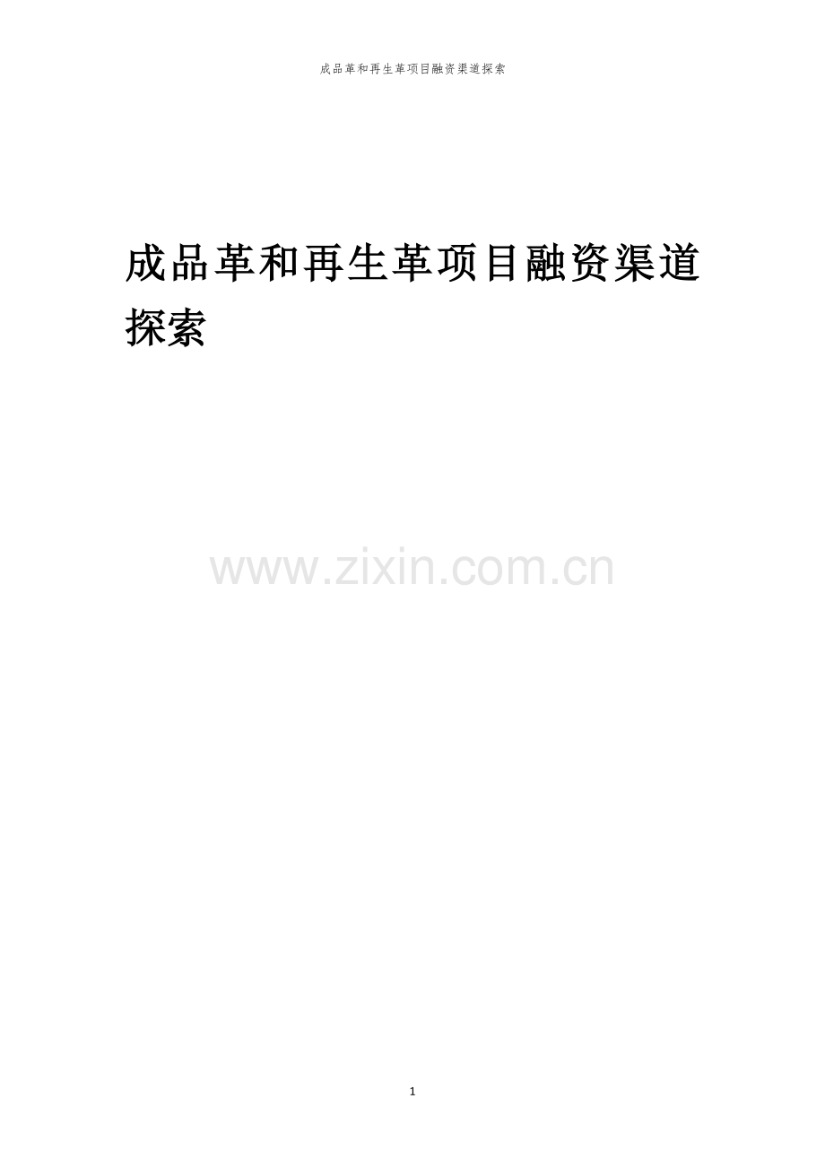 成品革和再生革项目融资渠道探索.docx_第1页