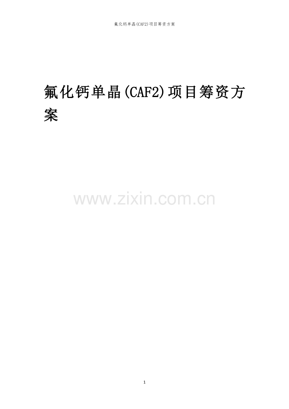 氟化钙单晶(CAF2)项目筹资方案.docx_第1页