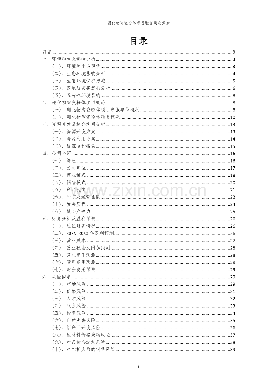 硼化物陶瓷粉体项目融资渠道探索.docx_第2页