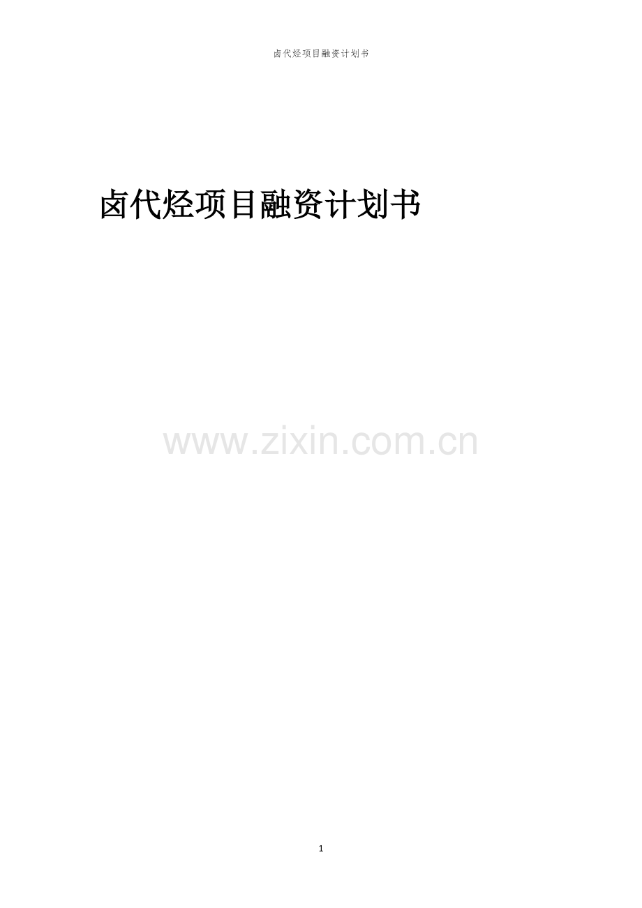 卤代烃项目融资计划书.docx_第1页