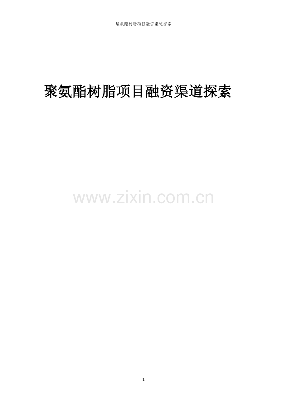 聚氨酯树脂项目融资渠道探索.docx_第1页