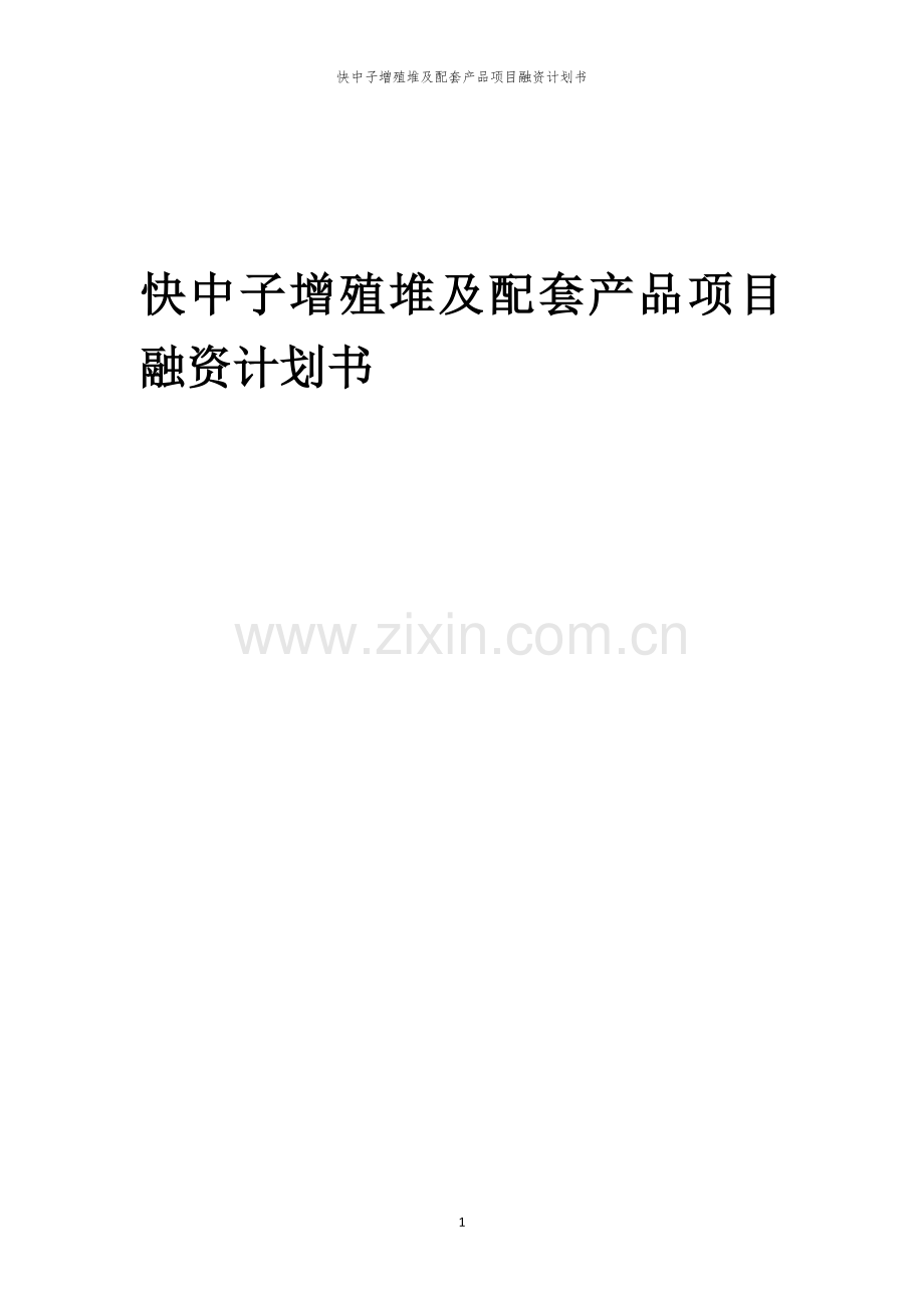 快中子增殖堆及配套产品项目融资计划书.docx_第1页