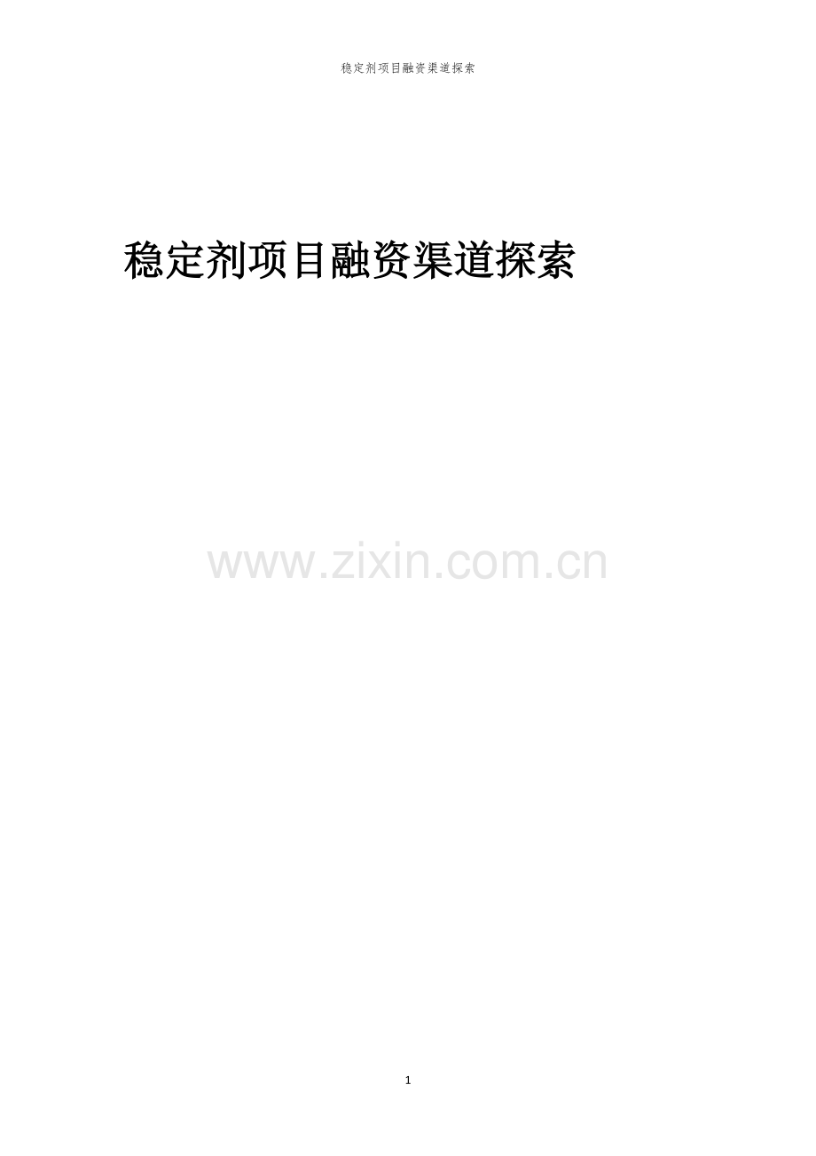 稳定剂项目融资渠道探索.docx_第1页