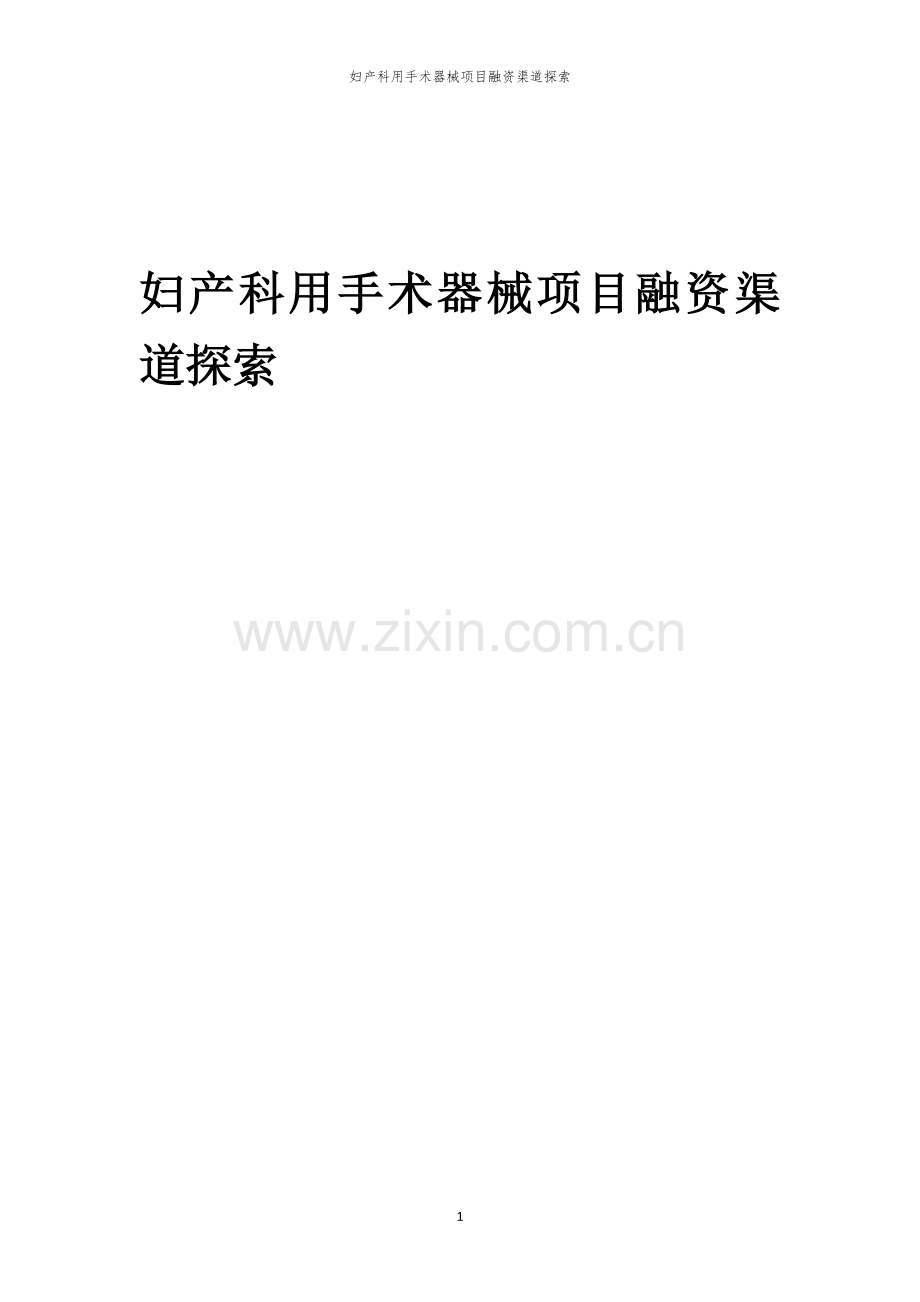 妇产科用手术器械项目融资渠道探索.docx_第1页