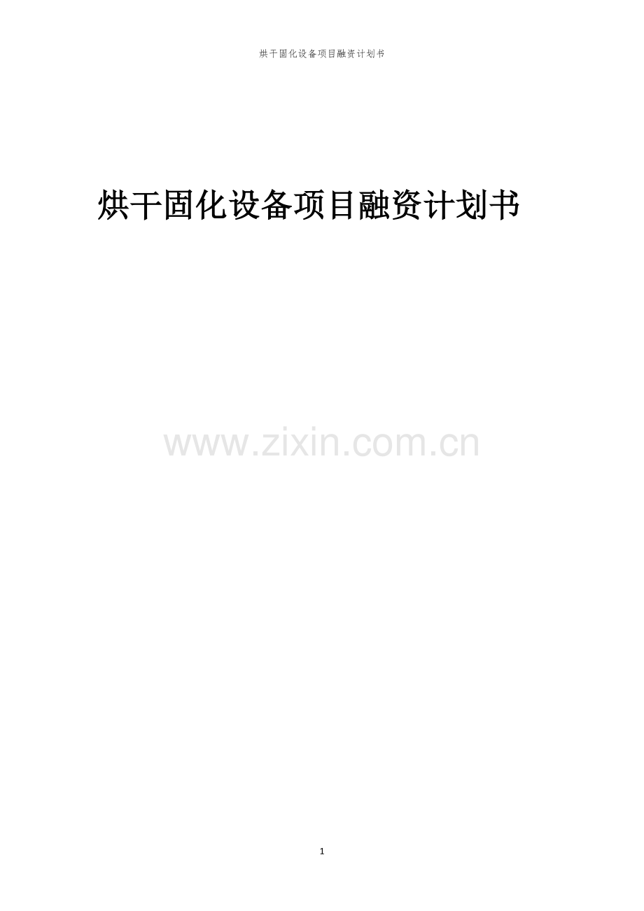 烘干固化设备项目融资计划书.docx_第1页