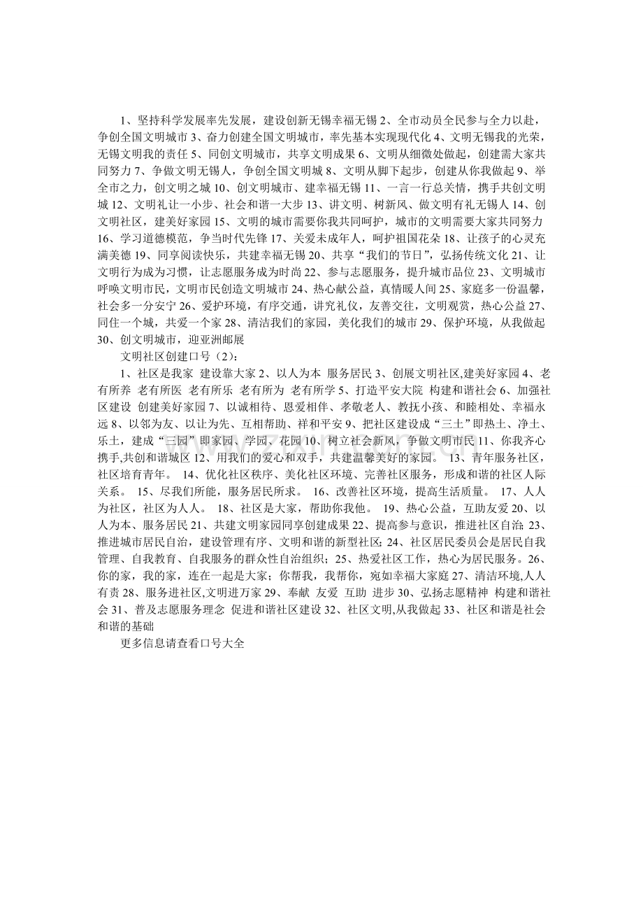 文明社区创建口号.doc_第1页
