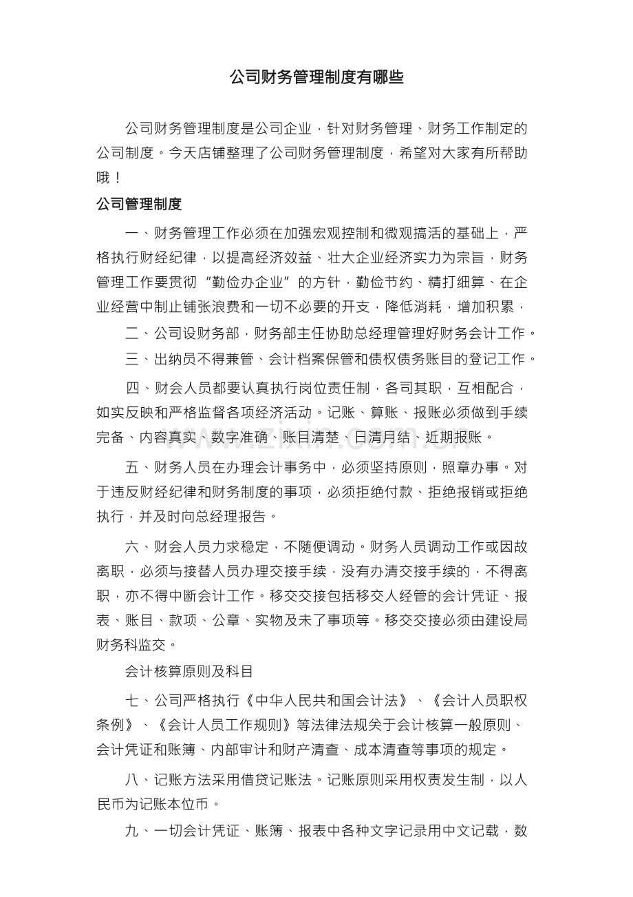 公司财务管理制度有哪些.docx_第1页