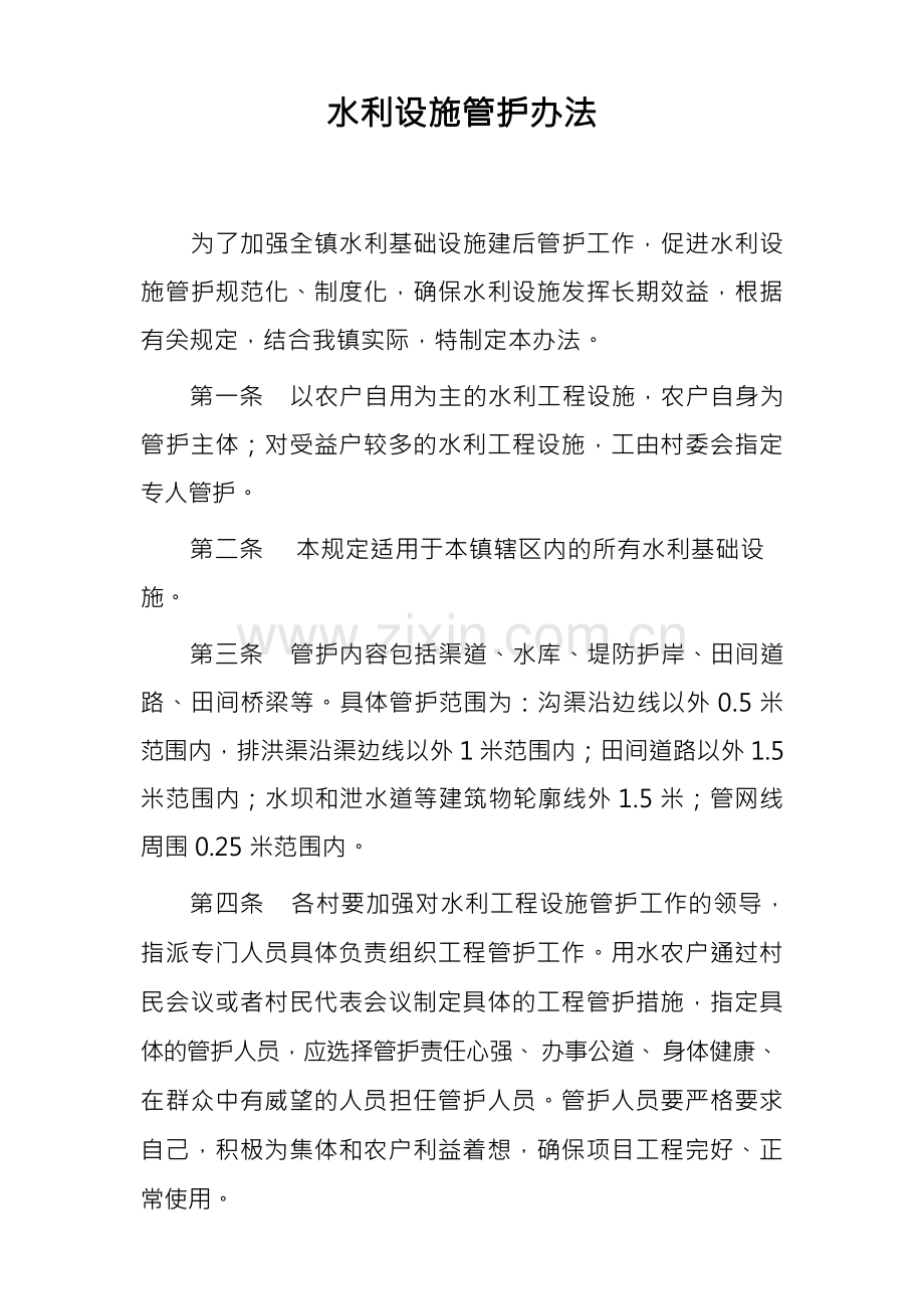 水利设施管理办法.docx_第1页