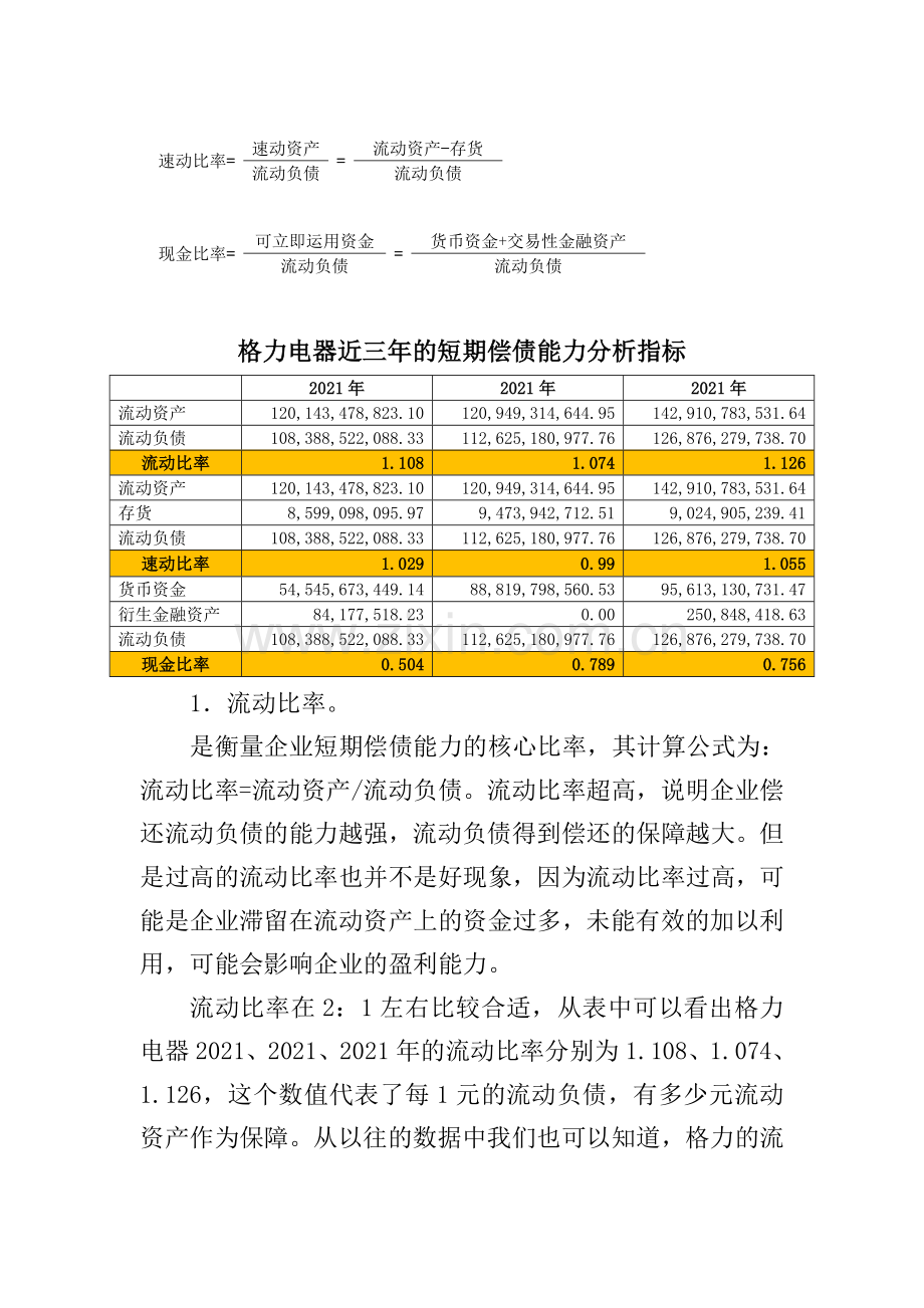 年财务报表分析网上作业：任务格力电器偿债能力分析.doc_第2页