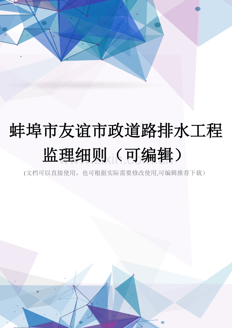 蚌埠市友谊市政道路排水工程监理细则.doc_第1页