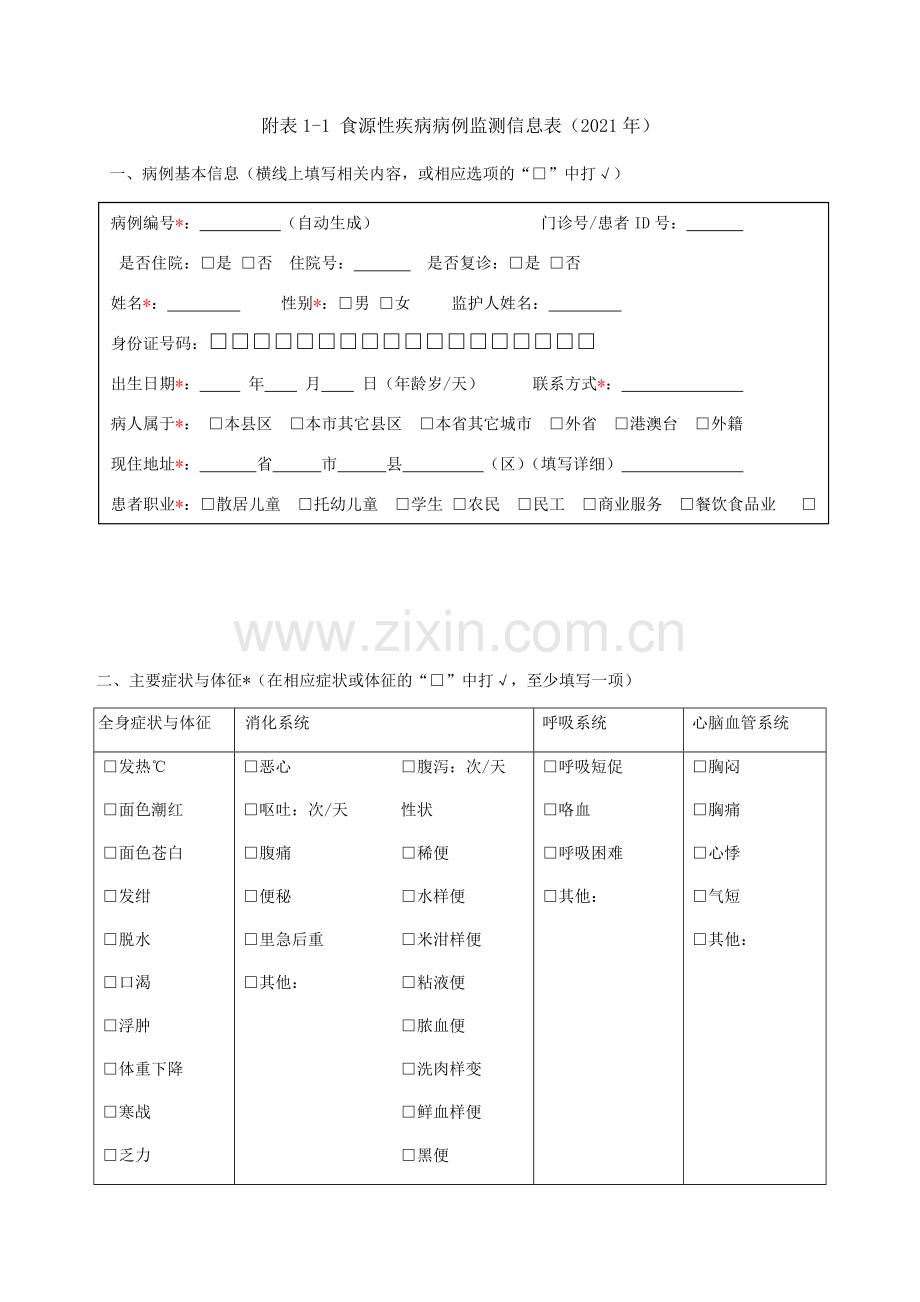 食源性疾病病例监测信息表.doc_第2页