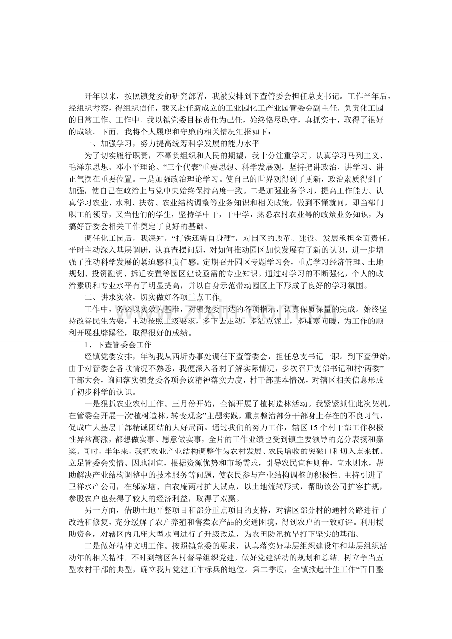 化工产业园副主任述职述廉报告.doc_第1页