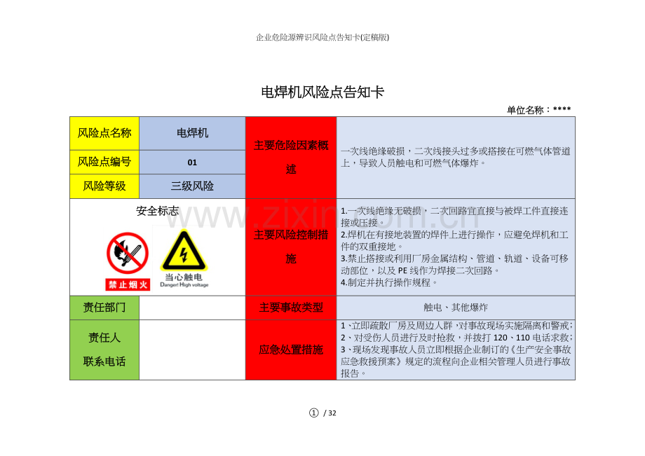 企业危险源辨识风险点告知卡定稿版.doc_第1页