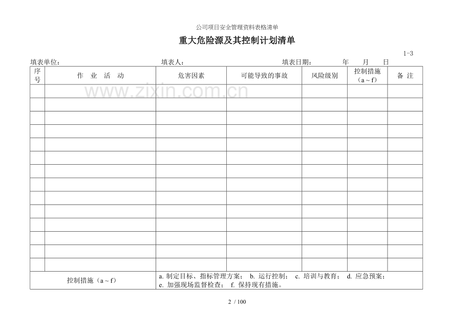 公司项目安全管理资料表格清单.doc_第2页