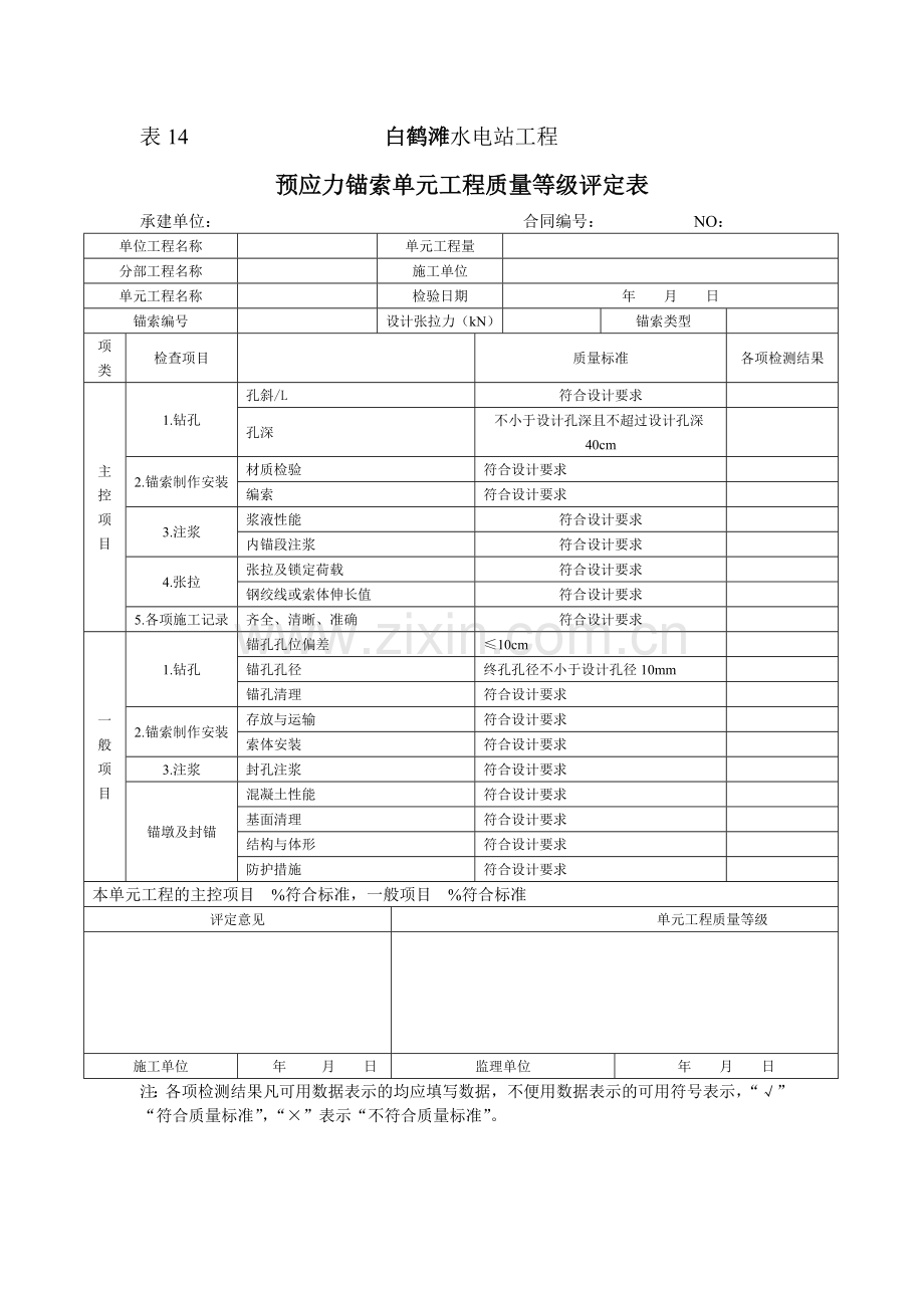 锚索单元工程质量检查评定表.doc_第1页