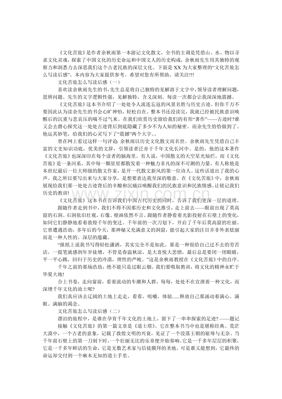 文化苦旅怎么写读后感.doc_第1页