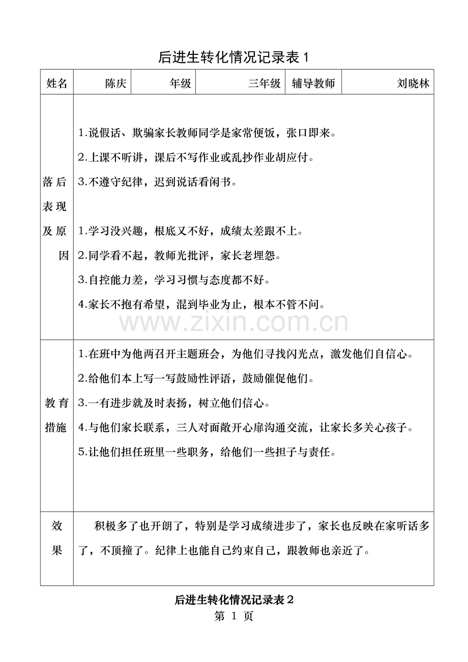 三年级后进生转化记录.doc_第1页