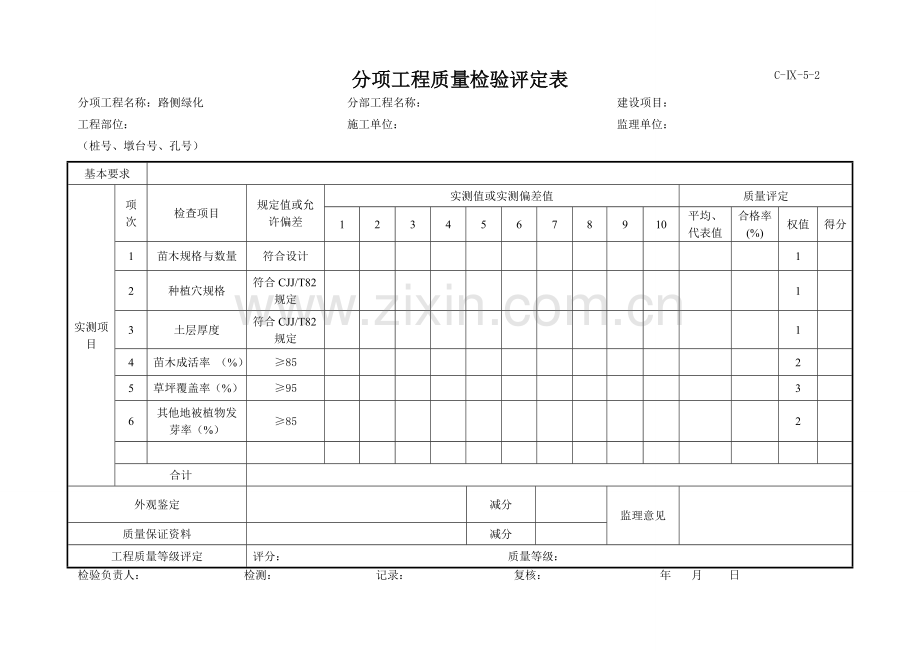绿化分项工程质量检验评定表.doc_第2页