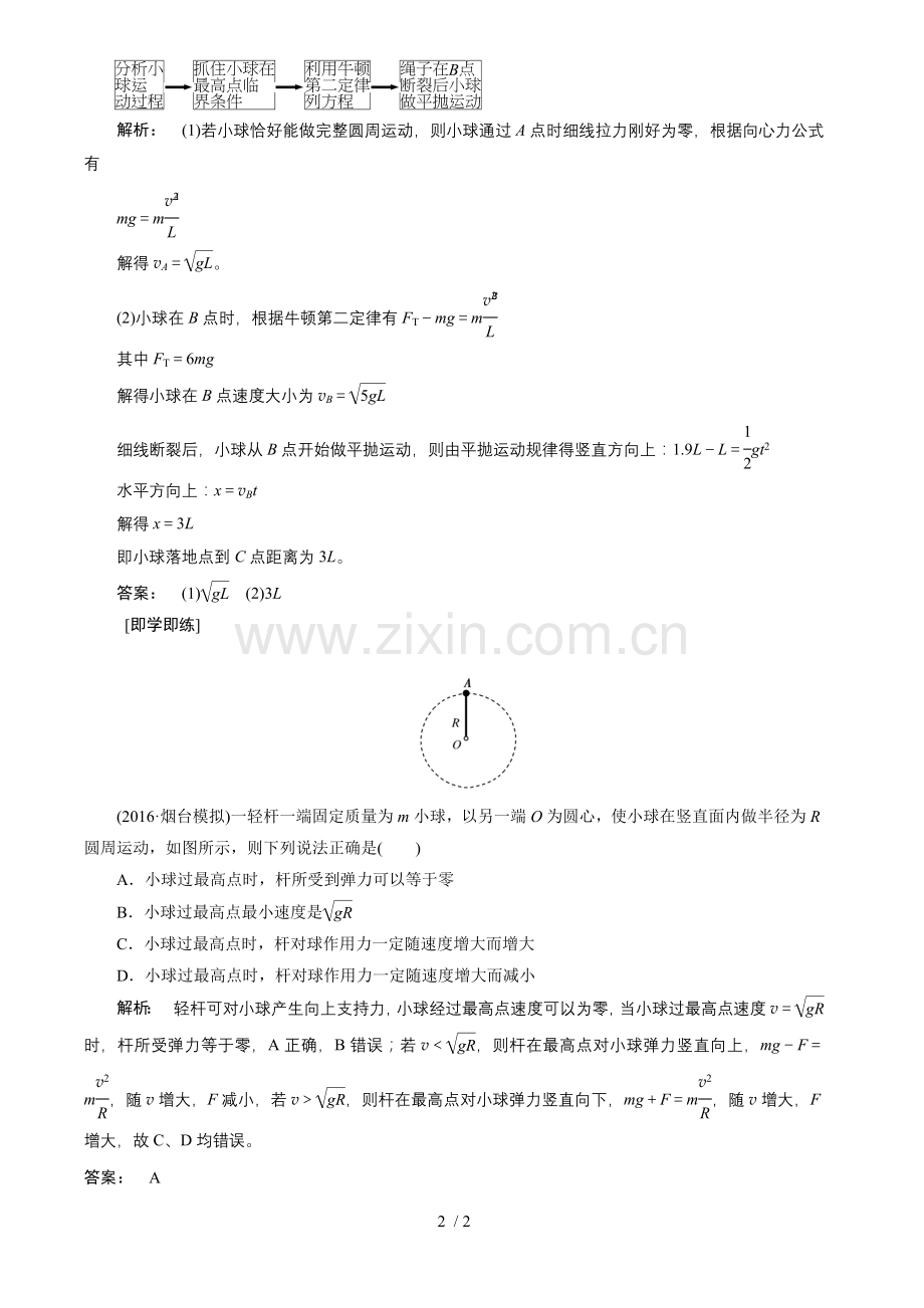 物理建模系列竖直平面内圆周运动的轻绳轻杆模型.docx_第2页