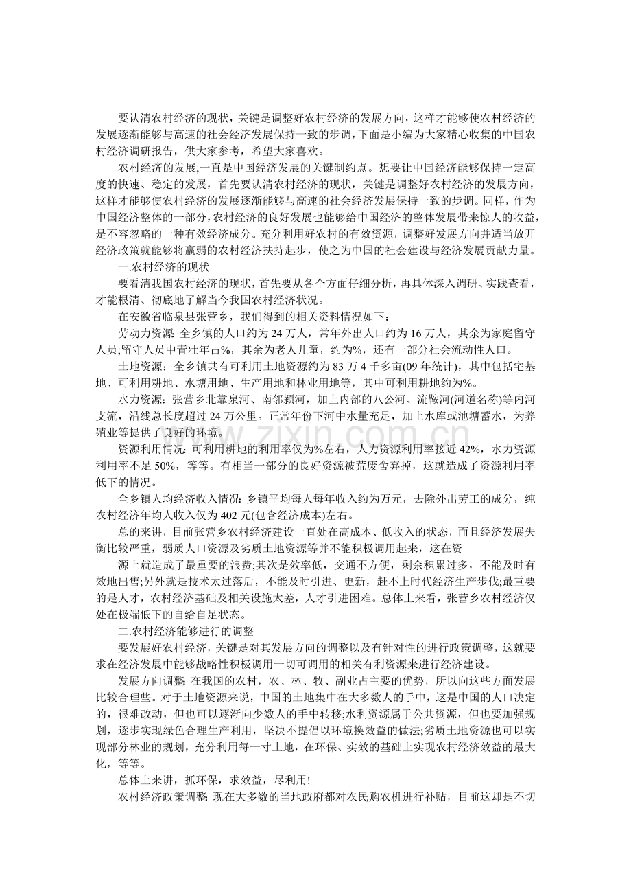 中国农村经济调研报告.doc_第1页