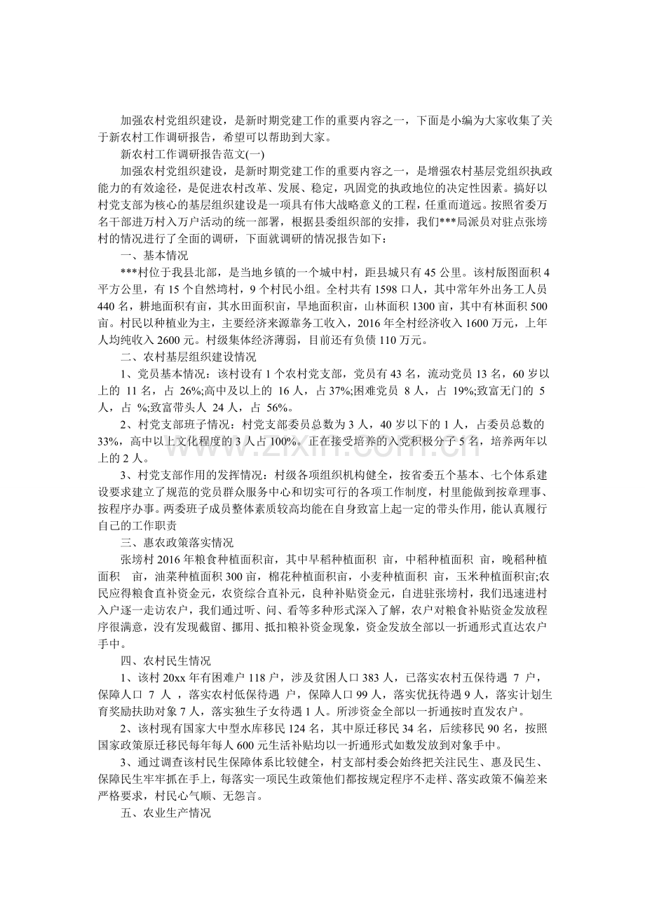 新农村工作调研报告.doc_第1页