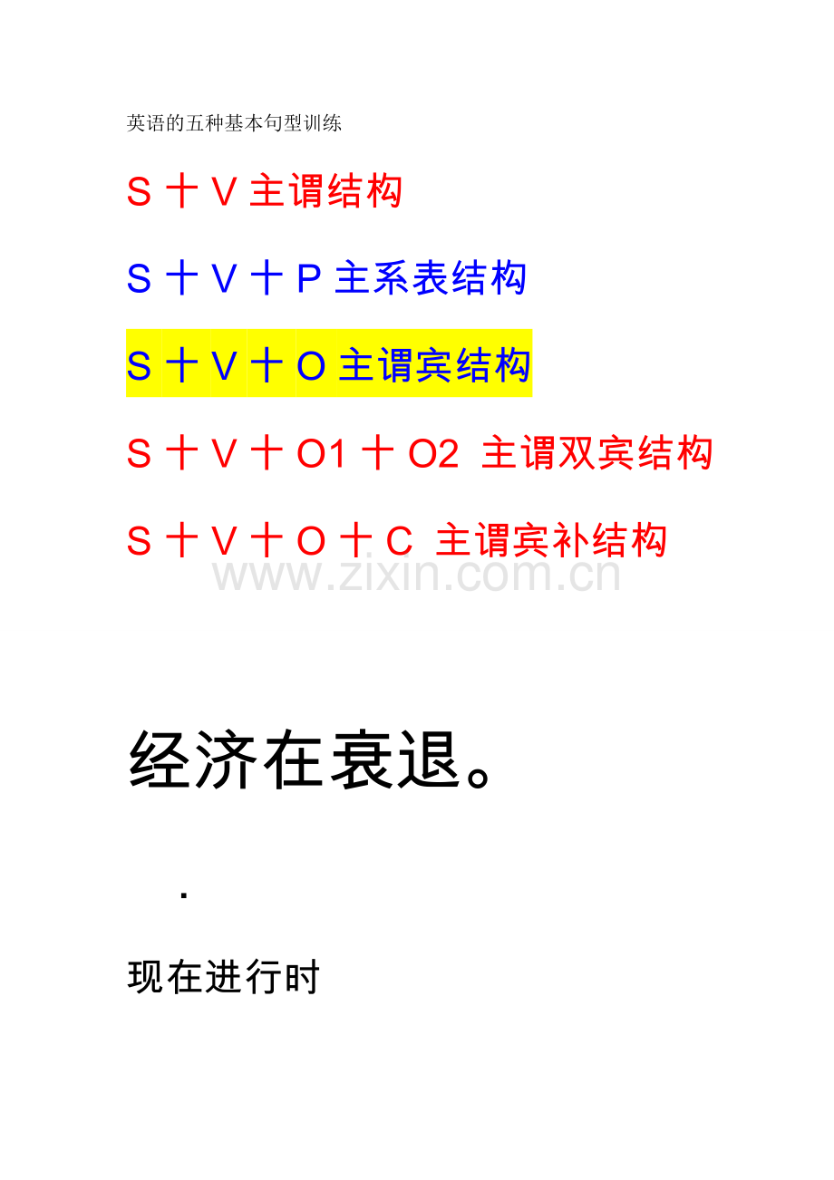 英语五大基本句子结构.doc_第1页