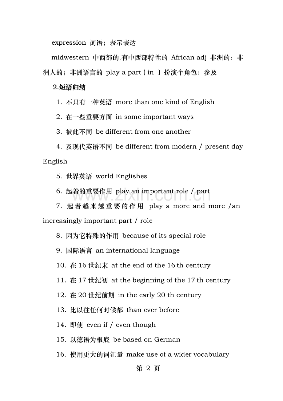 人教版高一英语必修一Unit知识点梳理及练习带.doc_第2页