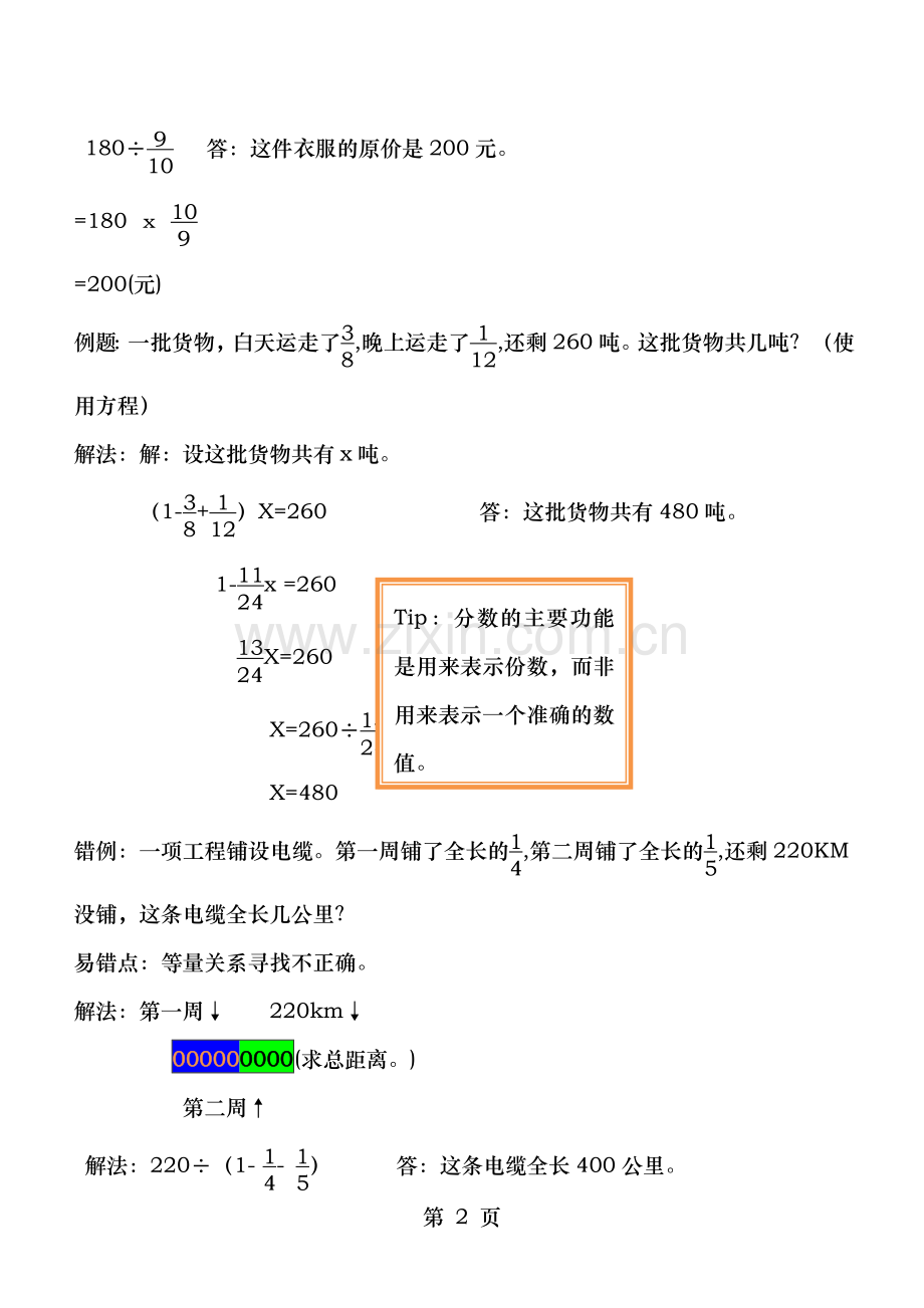 人教版六年级上册数与代数知识梳理.docx_第2页