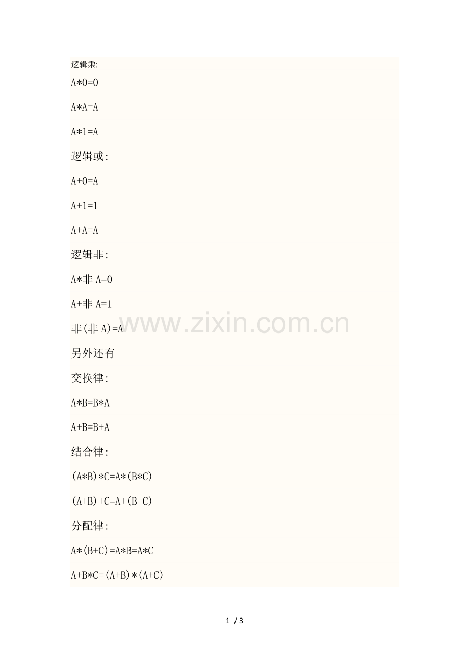 数字电路逻辑公式.docx_第1页
