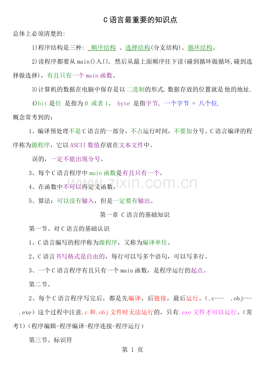 C语言知识点总结重点版.doc_第1页