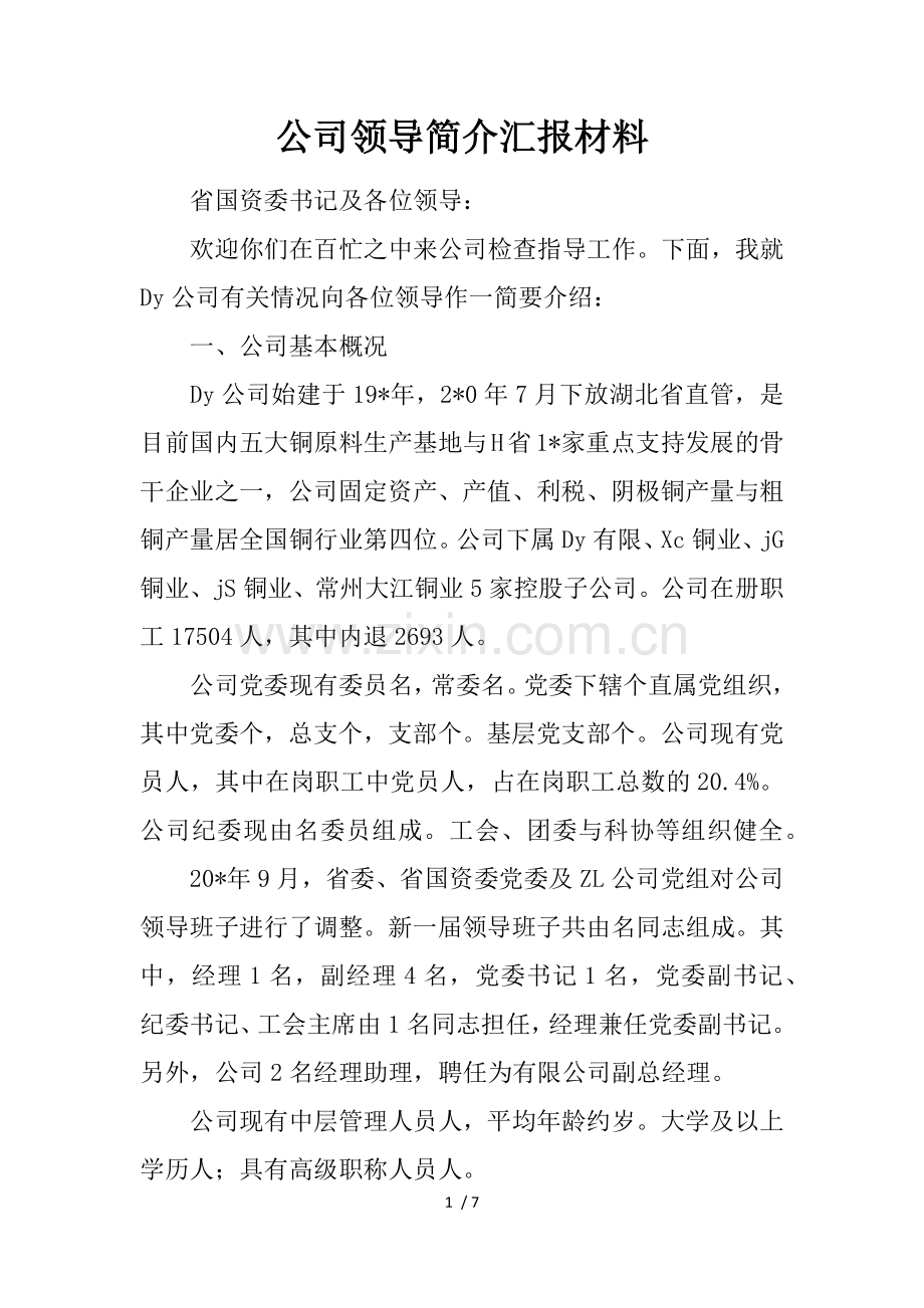 公司领导简介汇报材料.docx_第1页