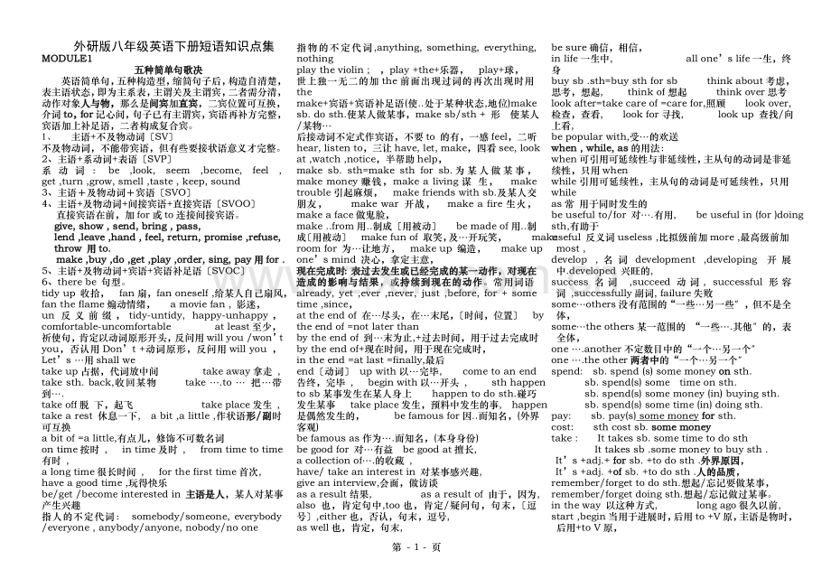 八年级下英语外研版全部知识点总复习.doc_第1页